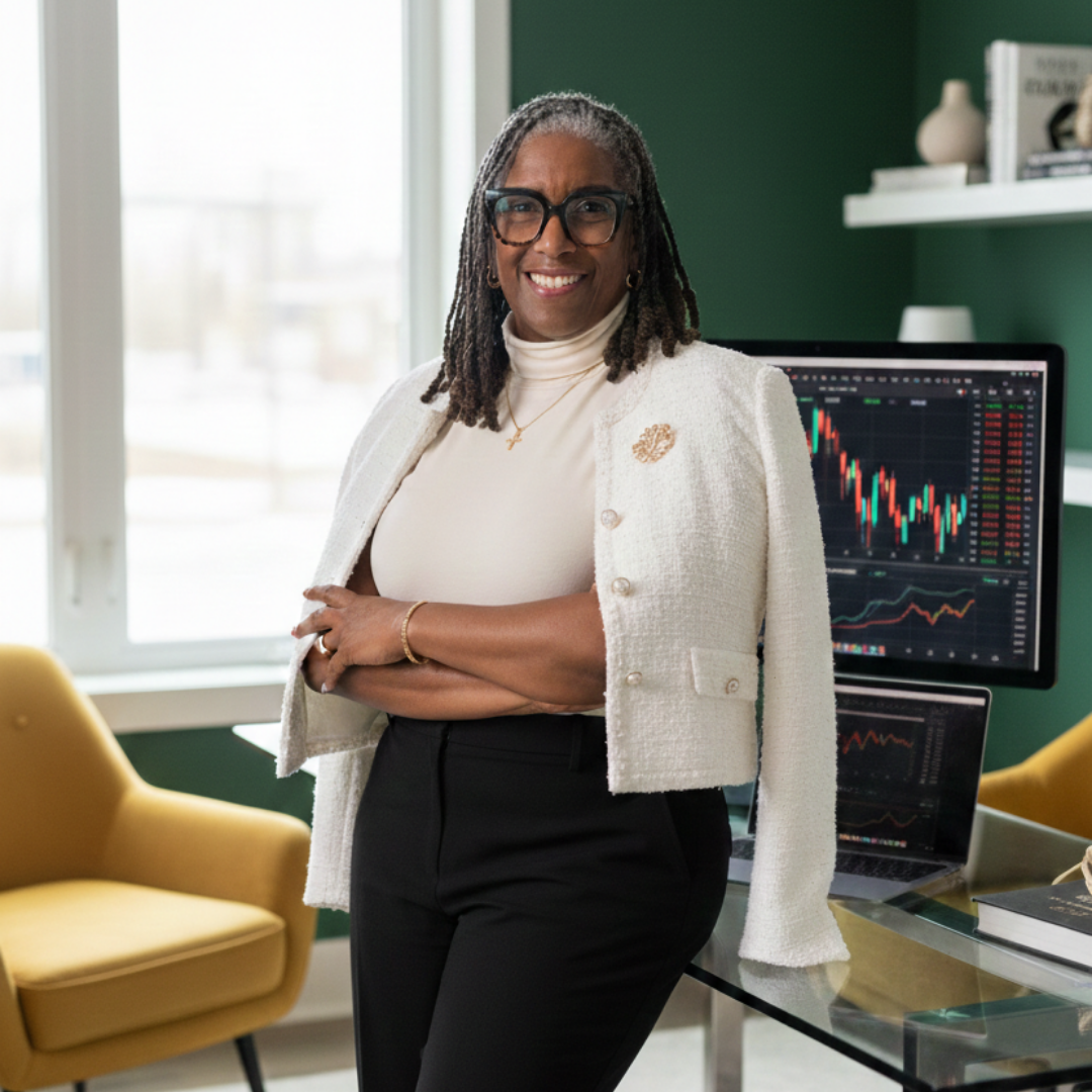 Arlissa Pinkelton at her trading desk